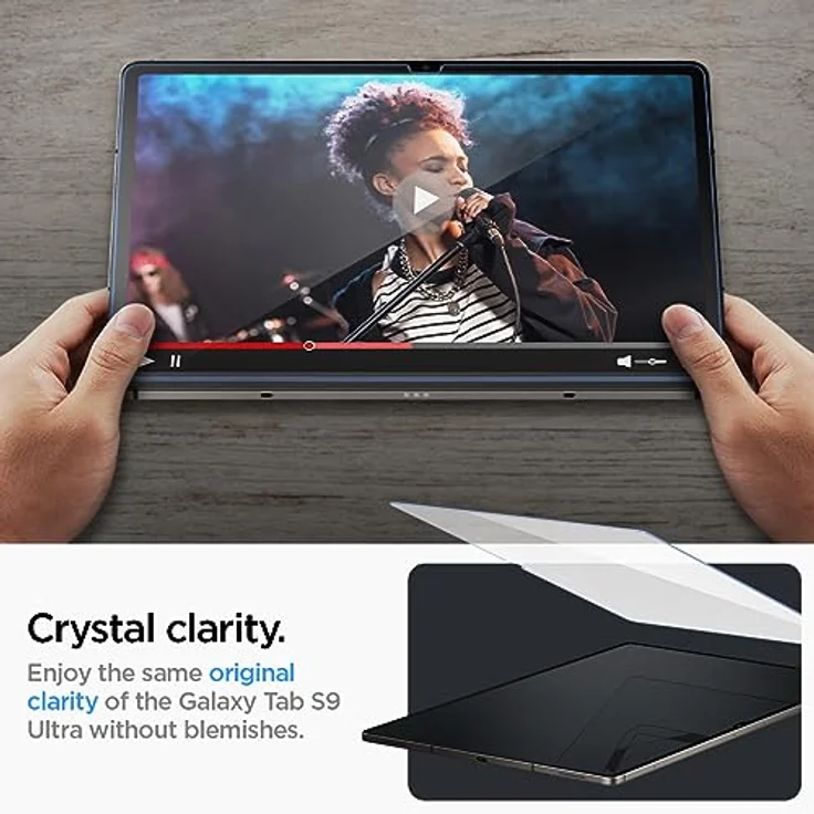 Spigen Glas.tR EZ Fit Schutzfolie kompatibel mit Samsung Galaxy Tab S9 Ultra, 14.6 Zoll, Schablone für Installation, Kristallklar, Kratzfest, 9H Härte Folie – Bild 5