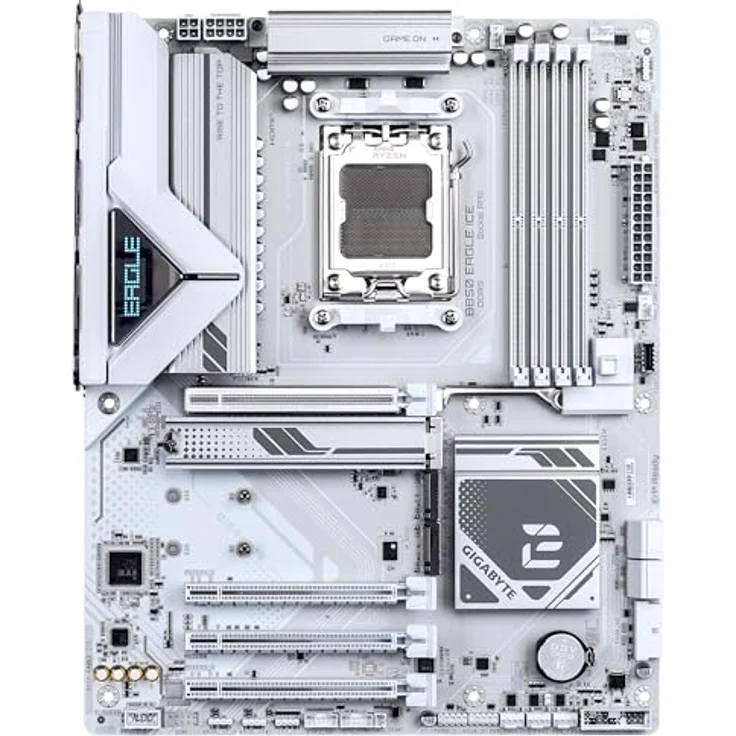 GIGABYTE B850 Eagle Ice Mainboard – für AMD Ryzen 9000, 8+2+2 Phasen Digital-VRM, bis zu 8200 MHz DDR5 (O.C), 1x PCIe 5.0 M.2, 2x PCIe 4.0 M.2, 2.5 GbE LAN, USB 3.2 Gen 2 – Bild 2