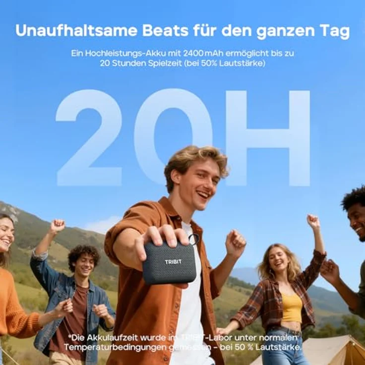 Tribit PocketGo, Bluetooth Lautsprecher, 20 Std. Akkulaufzeit, IP68 wasserdicht, Bluetooth 6.0, kraftvoller Klang, TWS-Kopplung, schwimmfähig, Mini Lautsprecher, schwarz – Bild 2