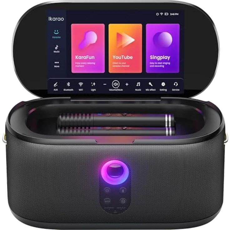 Ikarao Karaokebox Shell S1 (8 h, Akkubetrieb), Bluetooth Lautsprecher, Schwarz – Bild 2