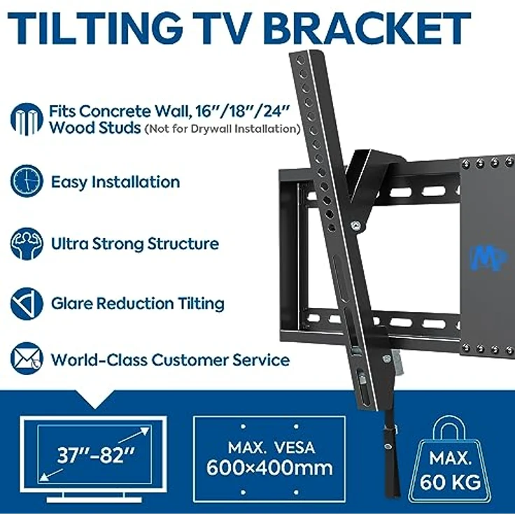 Mounting Dream TV Wandhalterung Neigbar Halterung für die meisten 42-70 Zoll LED, LCD und Plasma TVs bis zu VESA 600x400 mm und 60 kg, inklusive 6 ft. HDMI-Kabel, MD2268-LK-02 – Bild 2