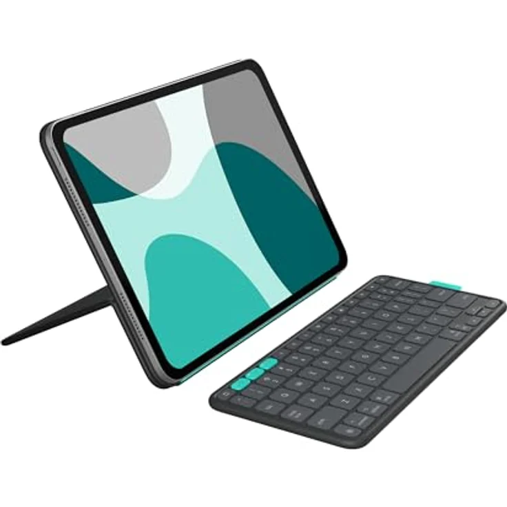 Logitech Flip Folio, Tastaturetui für iPad Pro 11 Zoll (M4) & iPad Air 11 Zoll (M2 & M3, 5. Generation - 2024), Bluetooth-Tastatur, schützendes und verstaubares Design, grafit, QWERTY