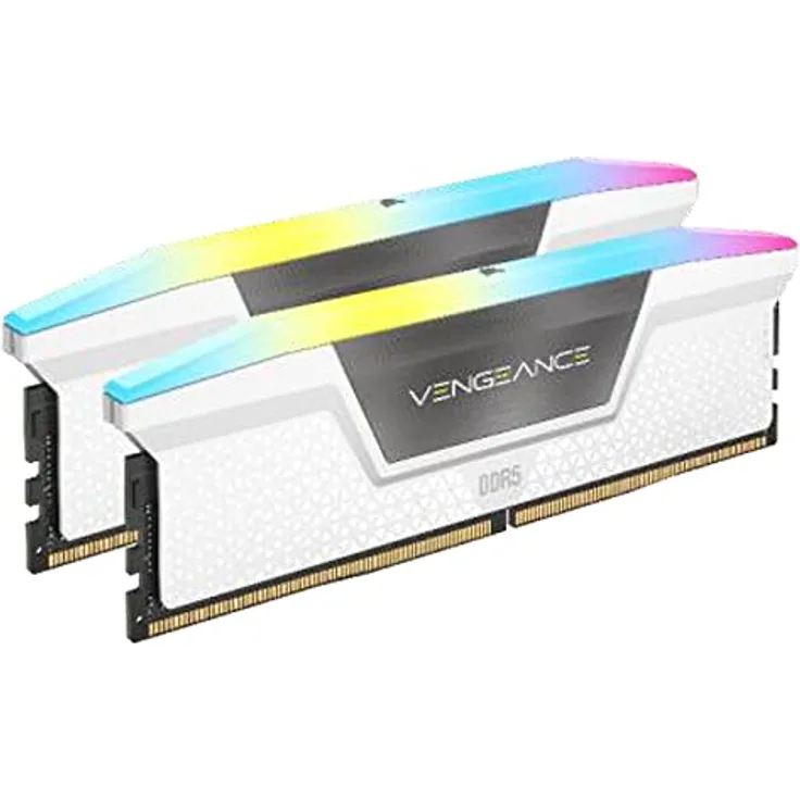 CORSAIR Vengeance RGB DDR5 RAM 64GB (2x32GB) 6000MHz CL30 Intel XMP iCUE Kompatibler Computerspeicher - Weiß (CMH64GX5M2B6000C30W)
