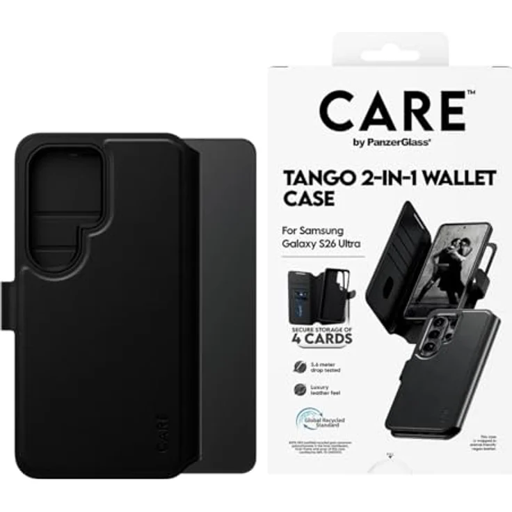 Care™ by PanzerGlass® Case Tango 2-in-1 Wallet m. Qi für Samsung Galaxy S26 Ultra, stoßfestes Design mit luxuriösem Ledergefühl, 2,4 Meter Fallhöhe getestet, FSC-zertifizierte Verpackung – Bild 2