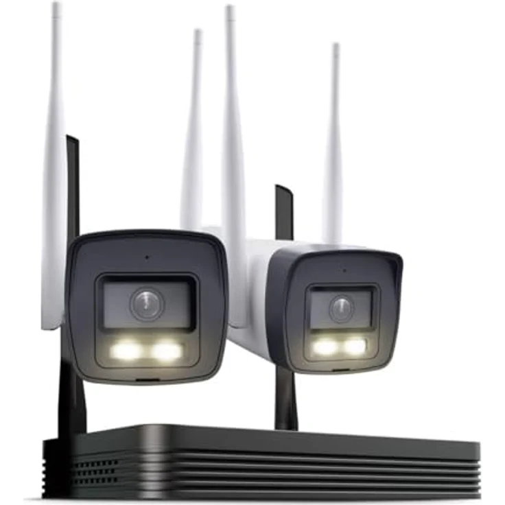 HiLook WLAN Überwachungskamera Set Außen, 2X 4 MP Bullet Kameras, WiFi NVS mit Micro-SD-Slot, Menschen- & Fahrzeugerkennung, Nachtsicht, 2-Wege-Audio, IP66 witterungsbeständig – Bild 1