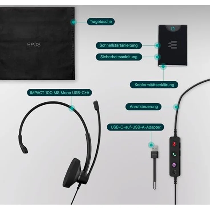 EPOS IMPACT 100 MS, kabelgebundenes On Ear Headset in Schwarz mit Mono-Sound, Noise Cancelling und Mikrofon-Stummschaltung – Bild 6