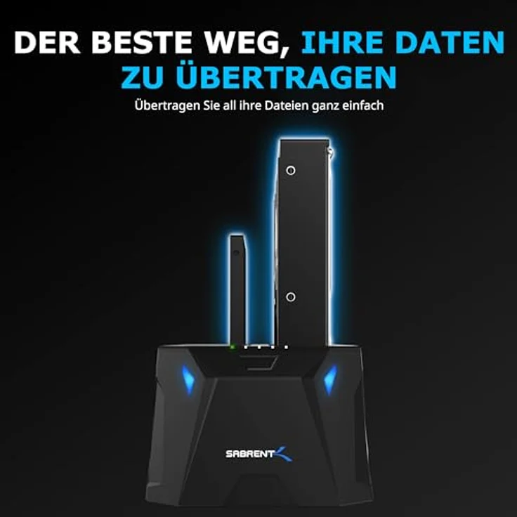 Sabrent Festplattengehäuse (USB 3.0 zu SATA I/II/III Dual Bay externe Festplatte Dockingstation für 2,5 oder 3,5 in HDD, SSD mit Festplatte Duplikator/Cloner Funktion, [10TB Unterstützung] (ec-hd2b) – Bild 3