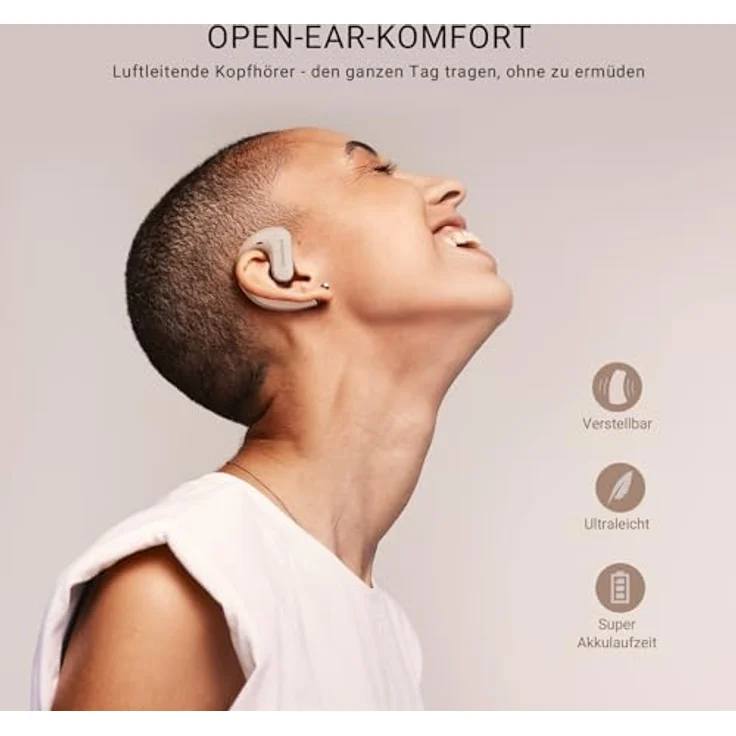 OpenRock S Open Ear Bluetooth 5.3 Kopfhörer, Kabellose Bluetooth Kopfhörer mit 60-Std-Spielzeit,ENC Call Noise Cancelling,IPX5 Wasserdicht, für Sport, Freizeit und Unterhaltung – Bild 2