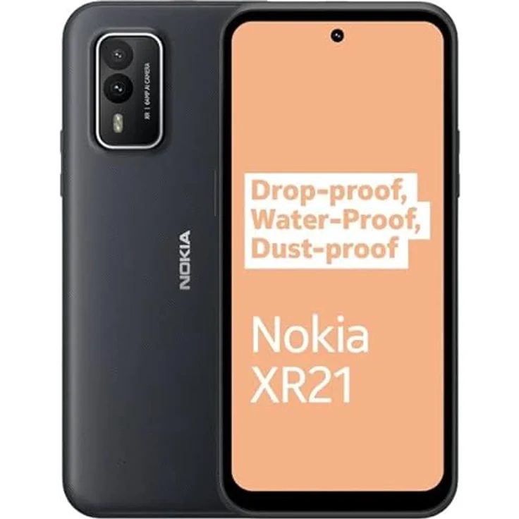 Nokia XR21 Smartphone mit 6,49-Zoll-Display, 64-MP-Kl-Kamera, 2 Tagen Akkulaufzeit, 6GB/128GB Speicher, kräftigen Stereolautsprechern mit OZO Playback, IP69 klassifiziert - Black – Bild 1