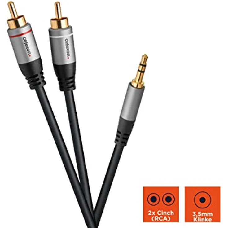 celexon 2x Cinch auf 3,5mm Stereo Klinke Audiokabel 1,0m - Plug & Play - Professional Line – Bild 4