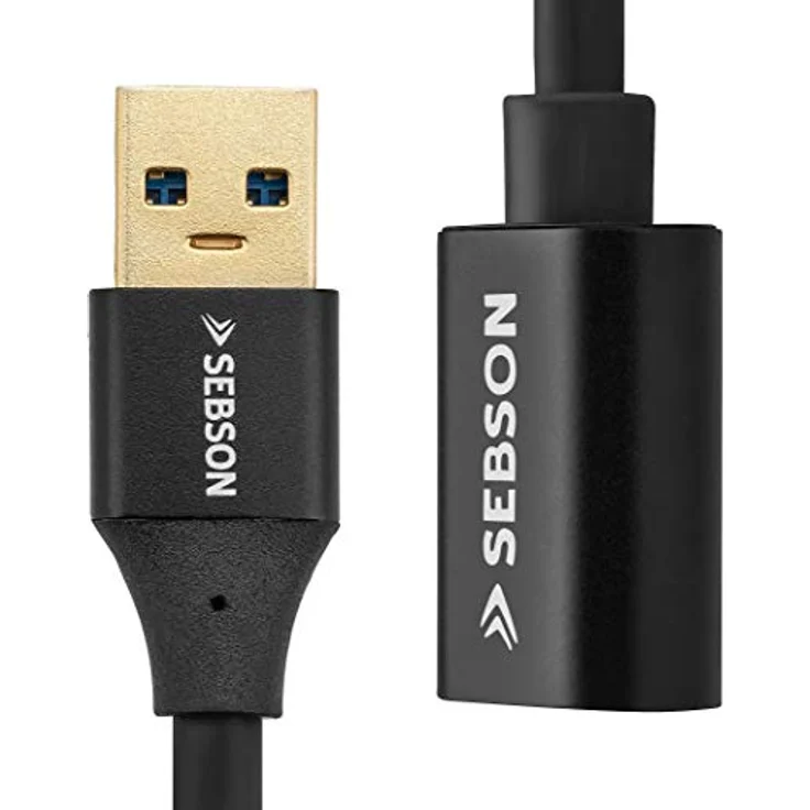 SEBSON USB Verlängerung 2m, A Stecker auf A Buchse, USB 3.0 Datenkabel mit 5 Gbit/s, schwarz – Bild 2
