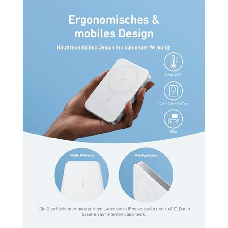 Anker MagGo Powerbank, Ultra-schlankes 10.000mAh magnetisches Akkupack, Qi2-zertifiziert, 15W Ultra-schnelles MagSafe-kompatibles Ladegerät, nur für iPhone 16/15/14/13 – Bild 4