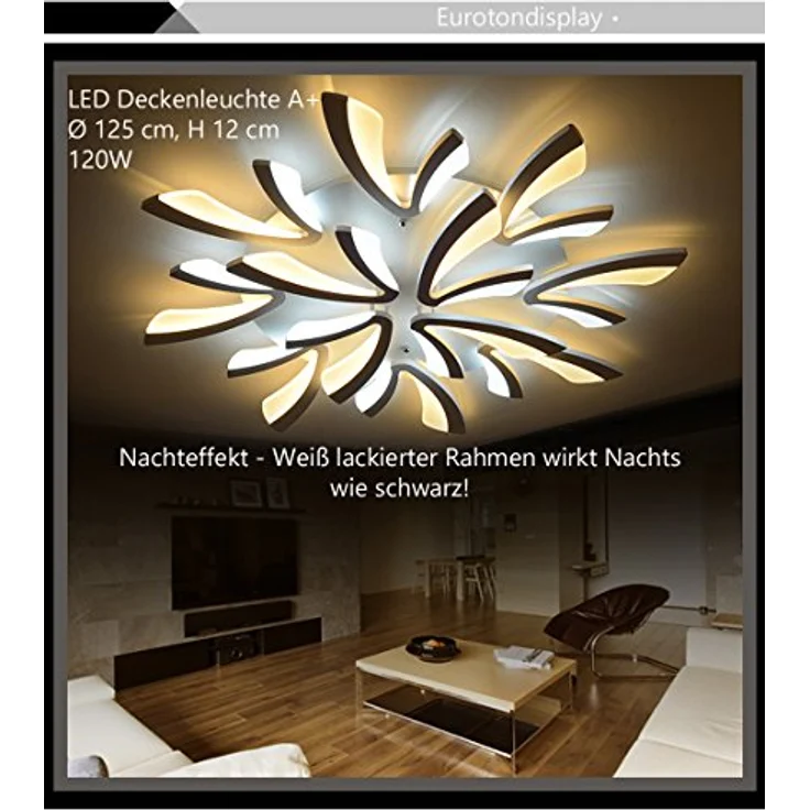 TonHan LED Deckenleuchte XW062WJ-15 mit Fernbedienung, Acryl-Schirm, weiß lackierter Metallrahmen, modernes Design, Energieeffizienzklasse A+ – Bild 3