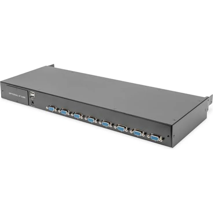 Digitus Modulare HD LCD TFT KVM-Konsole, 17" mit 8 Port VGA, US Tastatur, RAL 9005 schwarz, Full-HD 1080P, kaskadierbar, bruchsicheres Schutzglas – Bild 6