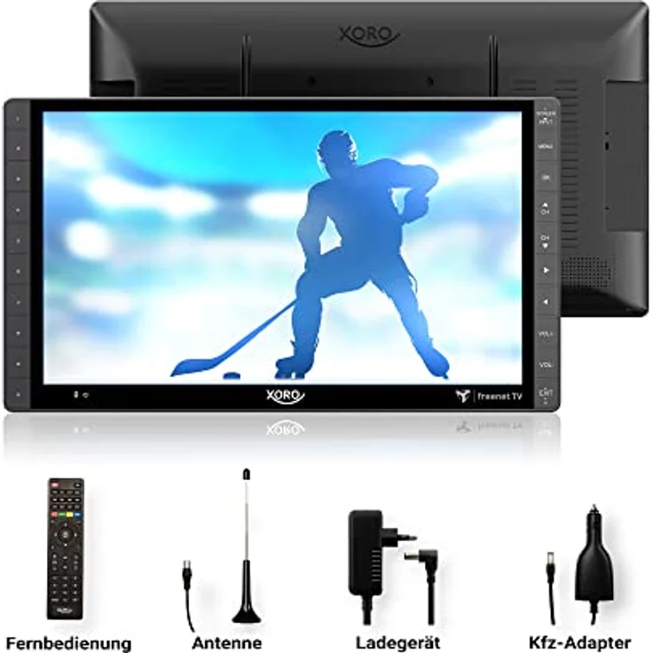 Xoro PTL 1450 V2 35,5 cm (14 Zoll) Tragbarer DVB-T/T2 Fernseher (freenet TV für Private Sender, 12-24V Kfz-Ladegerät, eingebauter Akku, HDMI IN, Antenne) grau – Bild 4