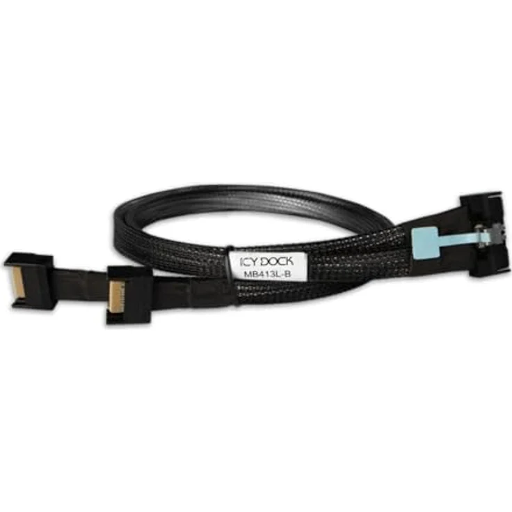 ICY DOCK MB413L-B Datenkabel, 1x MCIO 8i SFF-TA-1016 zu 2x MCIO 4i SFF-TA-1016, 50cm, unterstützt PCIe 5.0 – Bild 1