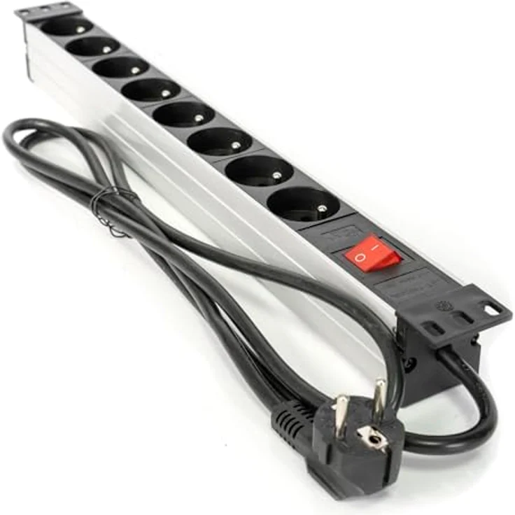 Ibiza - LC806-19" Rackmount 8-Fach Steckdosenleiste mit Hauptschalter - Aluminiumlegierung Schwarz - Französische Steckdosen – Bild 5