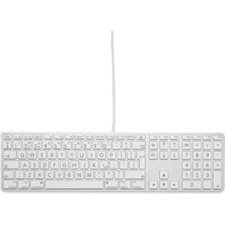 LMP Englische USB-Tastatur (QWERTY) mit Großbuchstaben und Ziffernblock - Aluminiumabdeckung und 2 USB-A-Anschlüsse - Mac kompatibel (Silber)