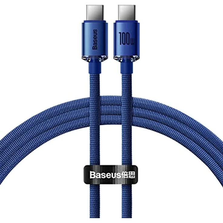 Baseus Crystal Shine Series, USB Typ C auf USB Typ C Schnelllade- und Datenübertragungskabel, 100W, 1,2m, blau – Bild 1
