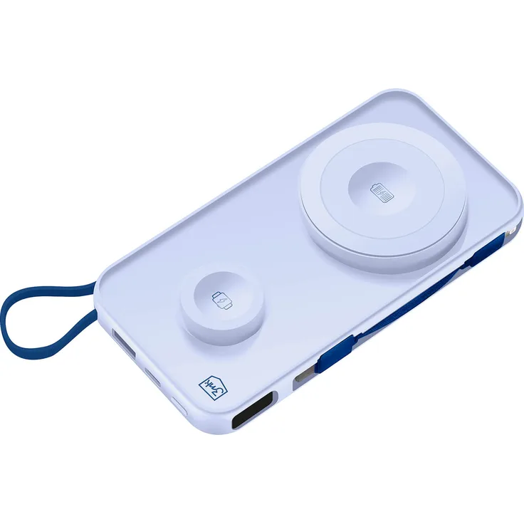 3mk PastelUp 10000mAh Powerbank, kabellos mit induktiver Ladestation, blau