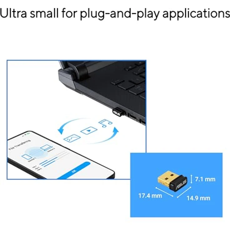 ASUS USB-BT540, Bluetooth 5.4 Dongle Adapter mit Plug & Play, für bis zu 7 Geräte, kompatibel mit Windows 11/10/8.1 & Linux, ultra-portabel – Bild 5