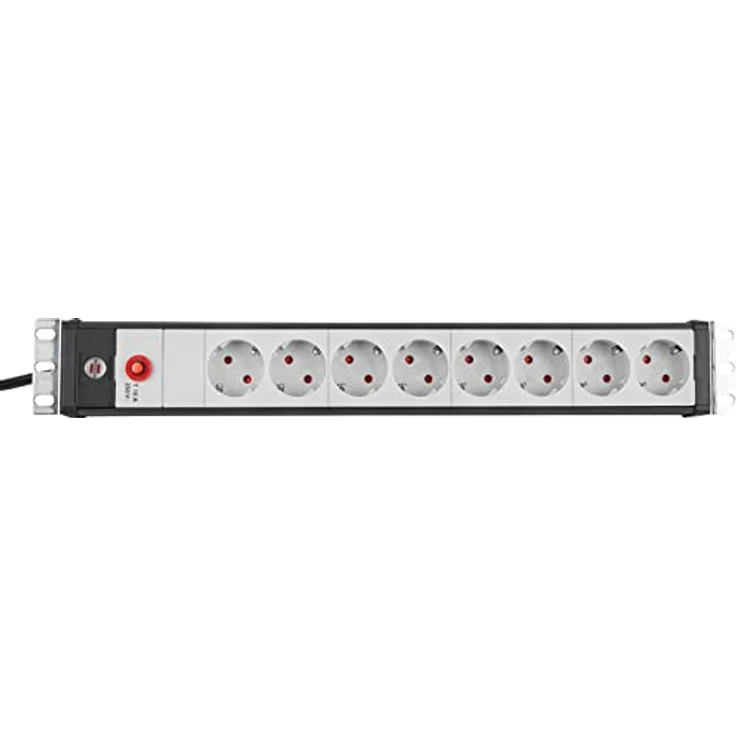 Brennenstuhl Premium-Line 19'' Steckdosenleiste 8-fach - Steckerleiste für Schaltschränke (mit Kaltgerätestecker, 3m H05VV-F 3G1,0 Kabel, Made in Germany) schwarz-lichtgrau – Bild 3