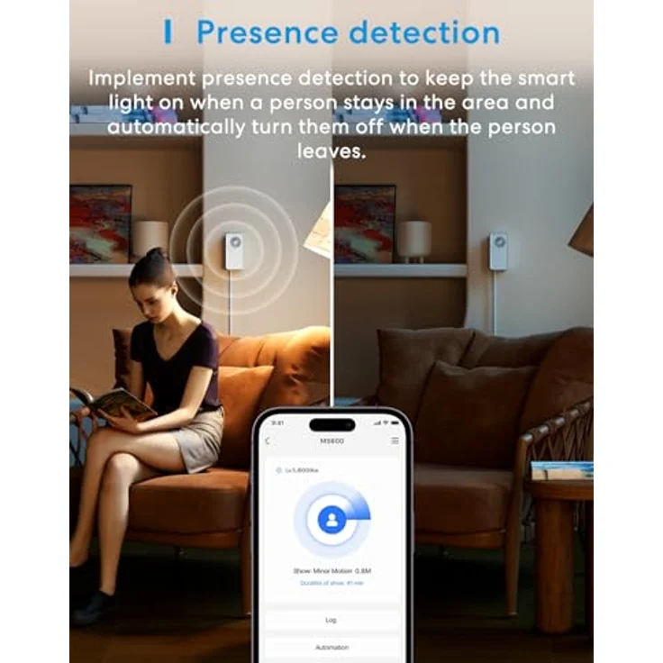 Meross Präsenzmelder MS600, Smart Anwesenheitssensor mit Kabel, WLAN Bewegungsmelder Innen für die Heimsicherheit, Matter Plattform, Apple HomeKit, Alexa, Google Home – Bild 2