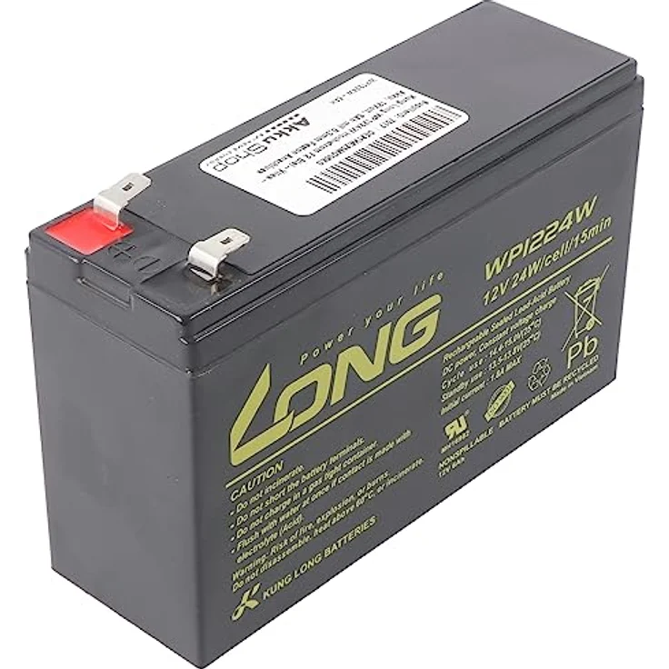 Kung Long WP1224W Hochstrom F2 Blei-Vlies-Akku, 12V 6Ah, wartungsfrei mit 6,3mm Faston Anschluss – Bild 1