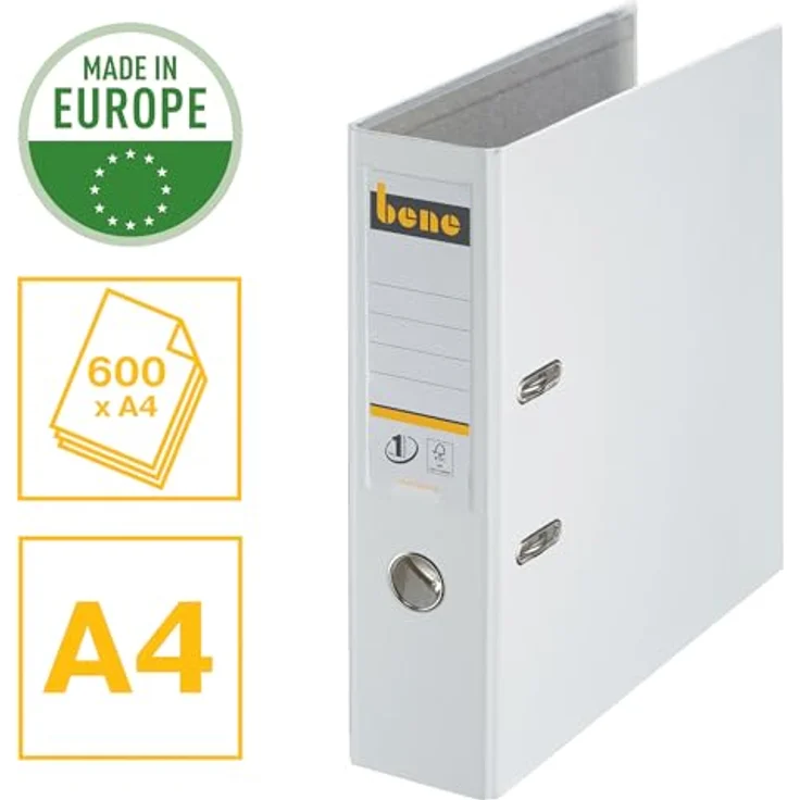 bene Aktenordner bene No.1 Power Ordner weiß Kunststoff 8,0 cm DIN A4, schmutz- und feuchtigkeitsabweisend – Bild 3