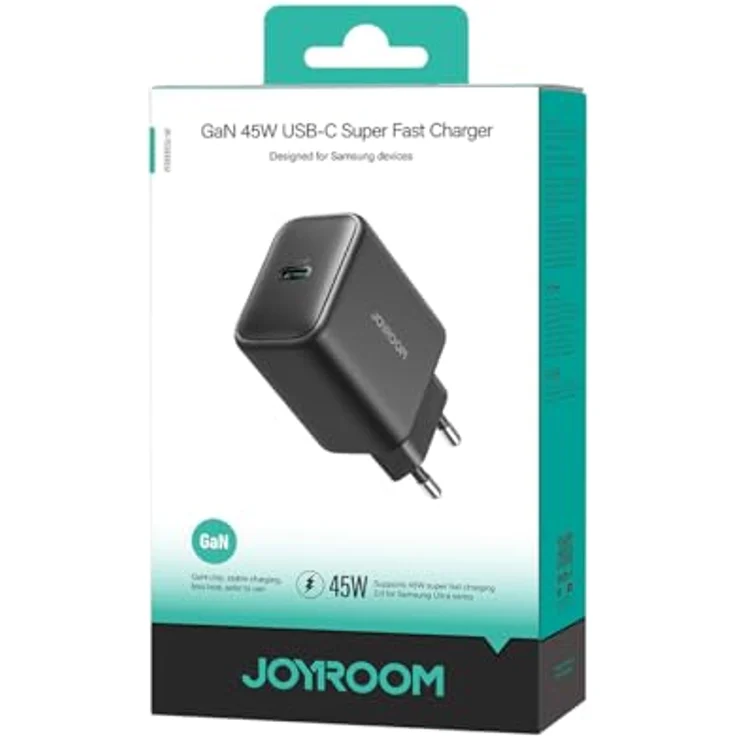 Joyroom JR-TCG13, GaN-Wandladegerät USB-C, 45 W, ultraschnelles Laden, Schwarz – Bild 7