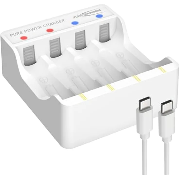 Ansmann Pure Power Lademodul USB Ladegerät für Li-Ion Mignon (AA) & Micro (AAA) mit LED-Anzeige und USB-C Anschluss