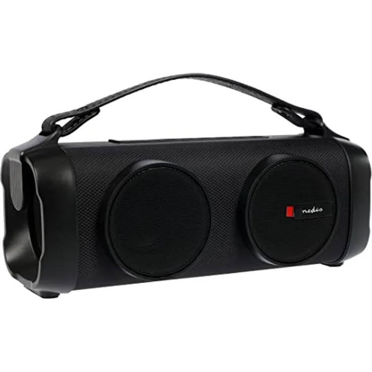 NEDIS Bluetooth Party Boombox | 5 hrs | 2.0 | 24 W | Medienwiedergabe: AUX/USB | Verknüpfbar | Tragegriff | Partylicht | Schwarz