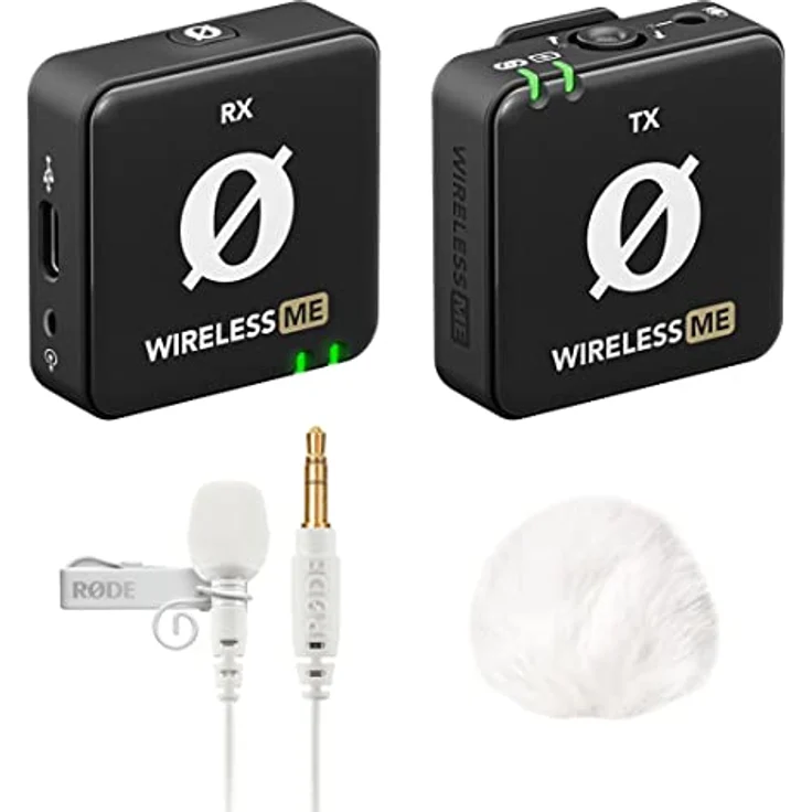 Rode Wireless ME Drahtlos Mikrofon-System + Lavalier GO Mikrofon Weiss + keepdrum Windschutz Weiss – Bild 1