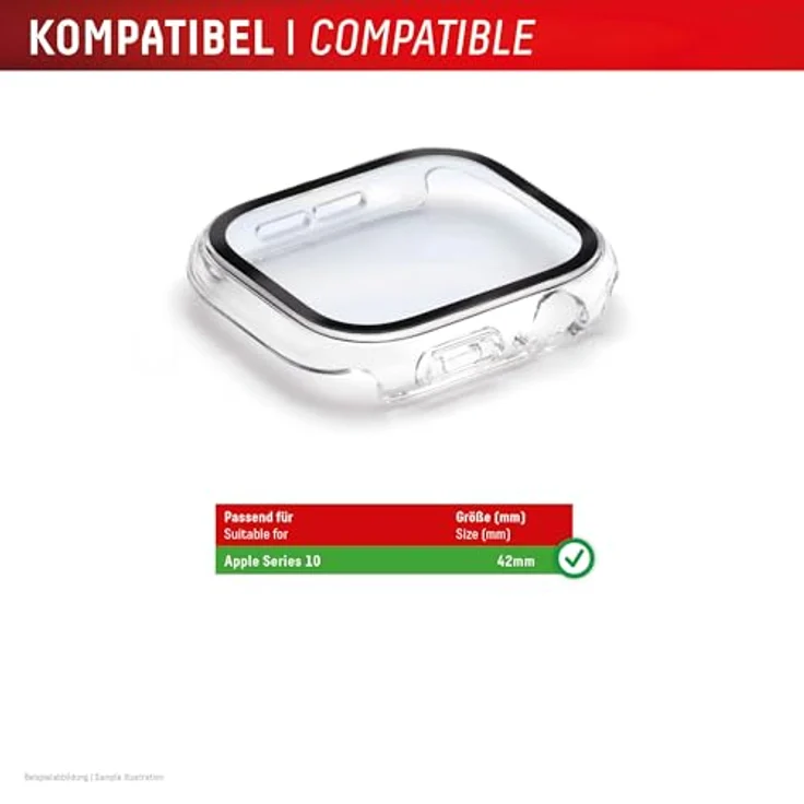Displex 10H Panzerglas für Apple Watch 10/11 (42mm), Full Body Schutz, IP68 Wasserdicht, transparente Snap-On Montage, Premium Smartwatch Glass Protector – Bild 3