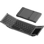 Inateck Faltbare Tastatur KB06101, KI-Tastatur mit Touchpad, Bluetooth Wireless Mini-Tastatur, 3 Bluetooth-Kanäle, QWERTZ, kompatibel mit iOS, Android, Windows