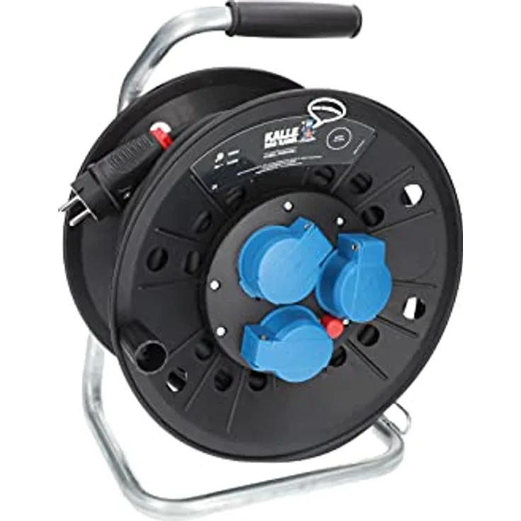KALLE DAS KABEL Kabeltrommel Classic mit 3 Schukosteckdosen H07RN-F 3G 1,5mm² 25 Meter, 230V, IP44, Gummikabel, Made in Niedersachsen