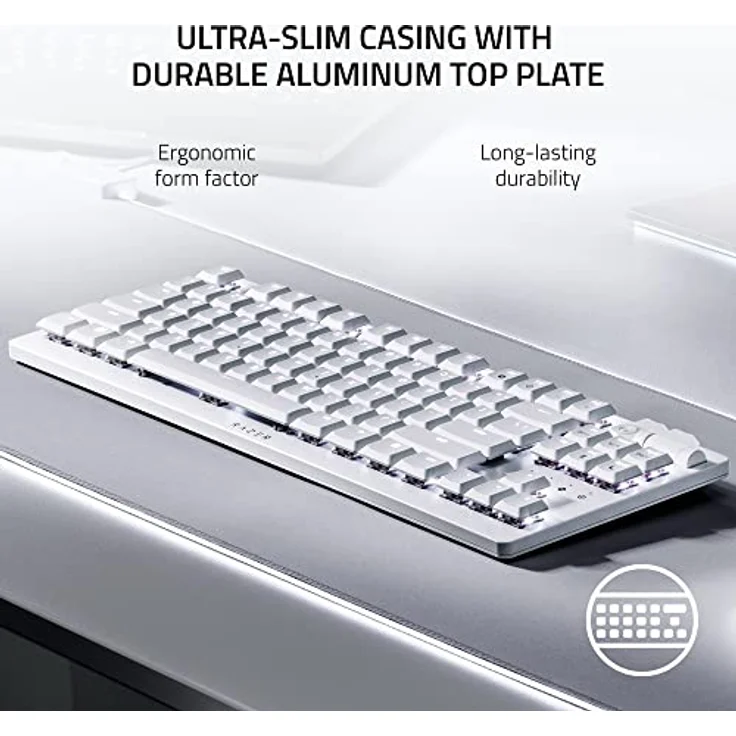 Razer DeathStalker V2 Pro Tenkeyless (Red Switch) - Kabellose Optische Low-Profile-Gaming-Tastatur (Lineare Optische Switches, HyperSpeed Wireless, Bluetooth 5.0) QWERTY US-Layout | Weiß – Bild 5