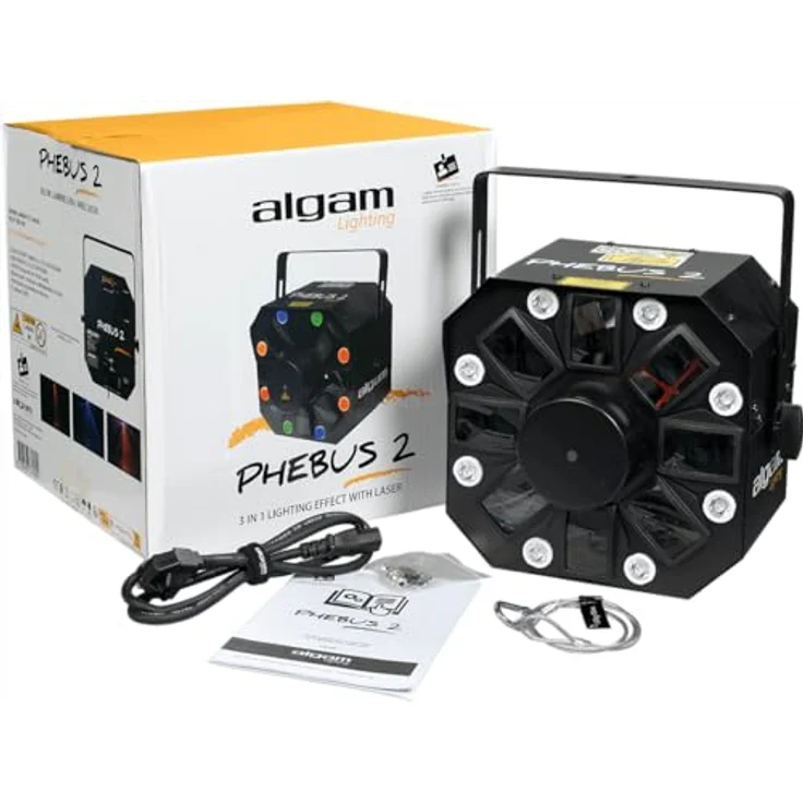 Algam Lighting PHEBUS2, LED Laser Projektor mit 8 Multifunktions-Drehköpfen, DMX-Integration und internen Programmen – Bild 1