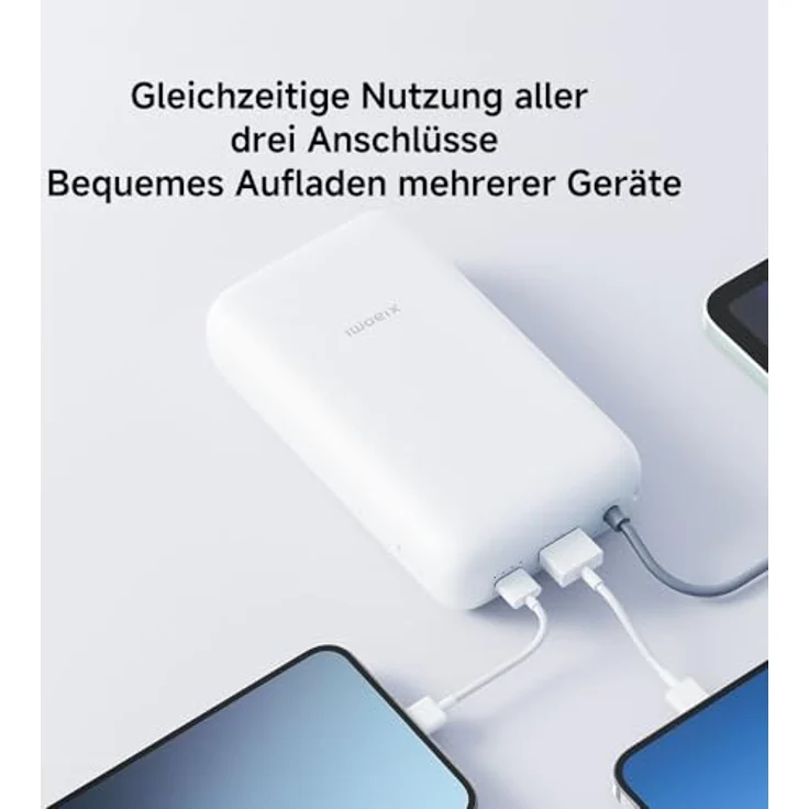 Xiaomi 22.5W Power Bank 20000mAh, integriertes USB-C-Kabel, bidirektionales Schnellladen, grau – Bild 3