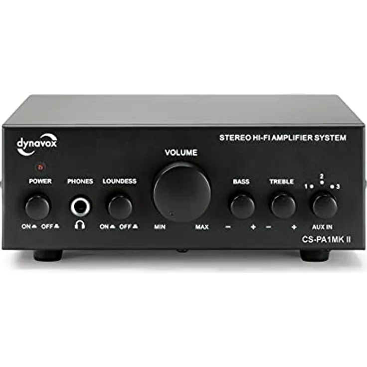 Dynavox CS-PA1 MK II, Mini Stereo-Verstärker mit Klangregelung für Bass und Hochton, 3,5 mm Kopfhöreranschluss, schwarz – Bild 1