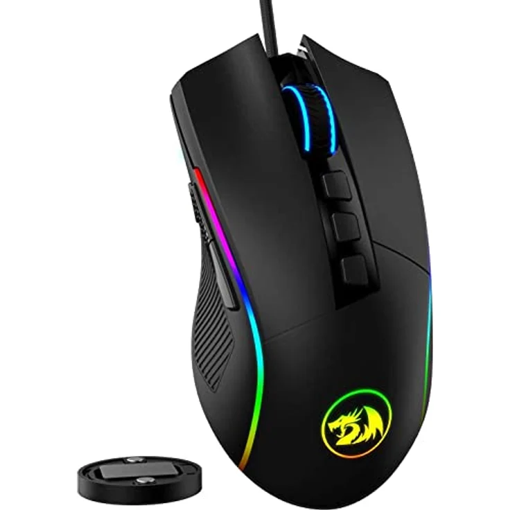 Redragon Lonewolf 2 Gaming-Maus, 32000 DPI, RGB-Beleuchtung, Schwarz, mit Teflonfüßen und 7 Beleuchtungsmodi – Bild 1