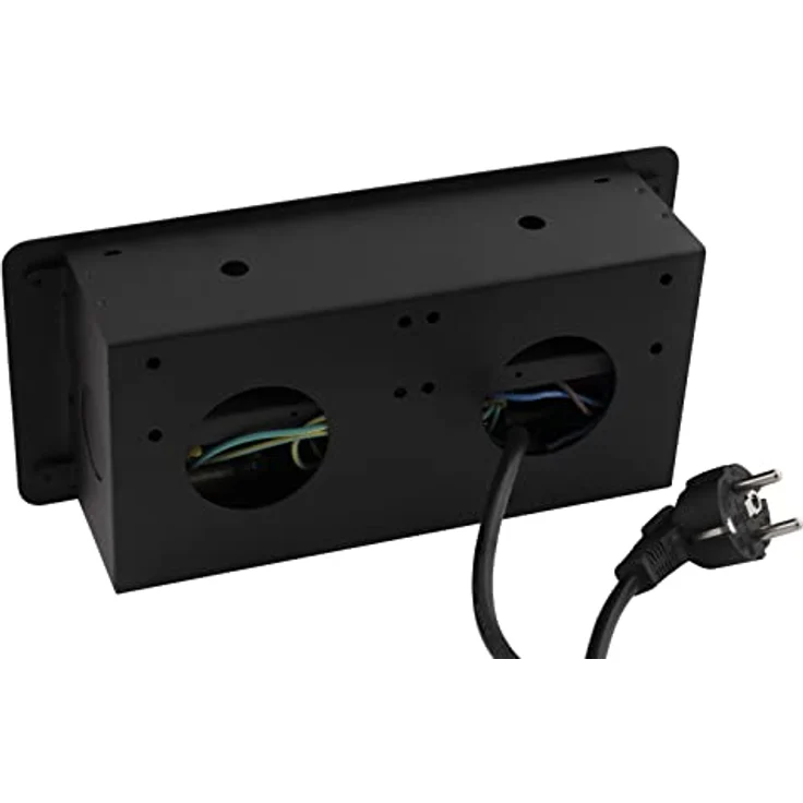 MC POWER Tisch-Einbausteckdose TS-03S 3-Fach Steckdose schwarz mit 1,8m Kabel, 267x120x68mm – Bild 3