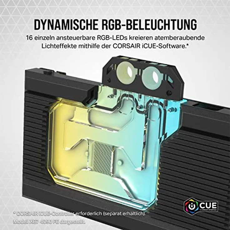 Corsair Hydro X Series XG7 RGB 4080 SUPRIM/Trio GPU Water Block - Vernickeltes Kupfer, Inkl. Backplate & ARGB Adapterkabel - Schwarz – Bild 4