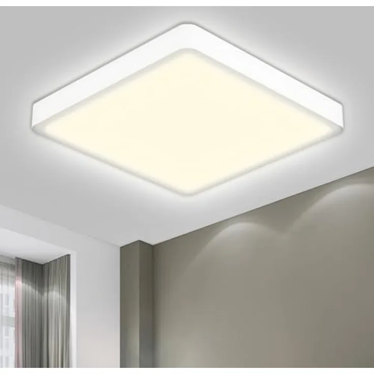 LQWELL® Deckenleuchte LED Deckenlampe, IP44 Wasserfest Badlampe Quadrat Flach 18W 4000K 1600LM Modern Schlicht Lampe Dünn für Wohnzimmer Badezimmer Schlafzimmer Küche Flur Keller Büro, 220 * 24mm