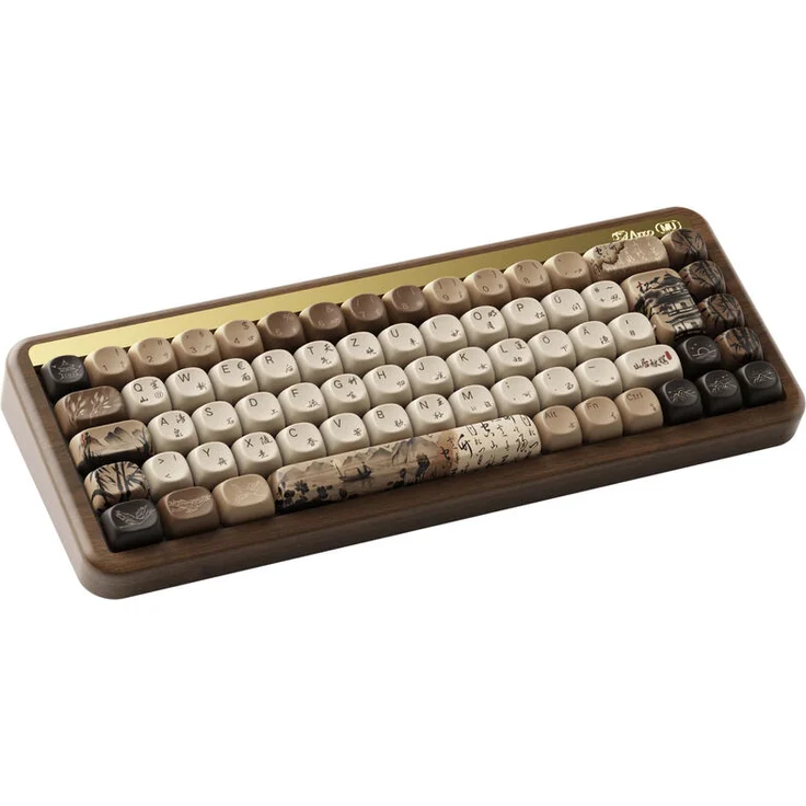 Akko MU01 Joy of Life Gaming Tastatur, RGB - Walnuss Gehäuse, Rosewood Switches, ISO-DE/UK Layout, Hot-Swap-fähig