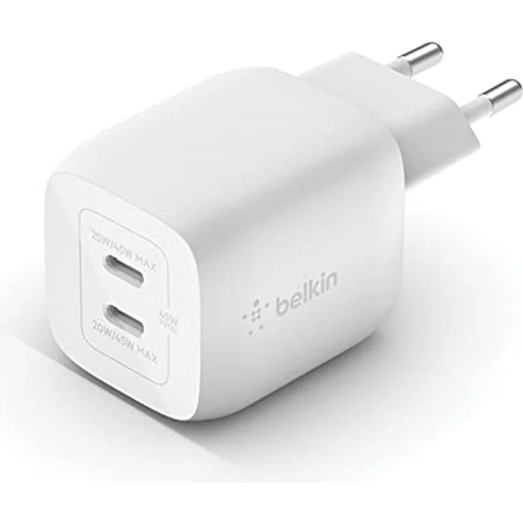 Belkin 45-W-USB-C-Ladegerät mit 2 Ports, Schnellladen mit Power Delivery 3.0 und GaN-Technologie, für iPhone 16/15, Plus, Pro, Pro Max, iPad Pro, Air, MacBook, Galaxy S24, Plus, Ultra, Tab, Pixel, usw. – Bild 1