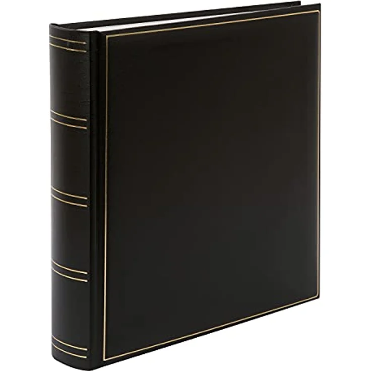 goldbuch 31 385 Fotoalbum Classic mit 100 weiße Seiten und Pergamin Trennblätter, Fotobuch mit Kunstleder Einband und Goldprägung, Album zum Einkleben, Erinnerungsalbum 30 x 31 x 6 cm, schwarz – Bild 1