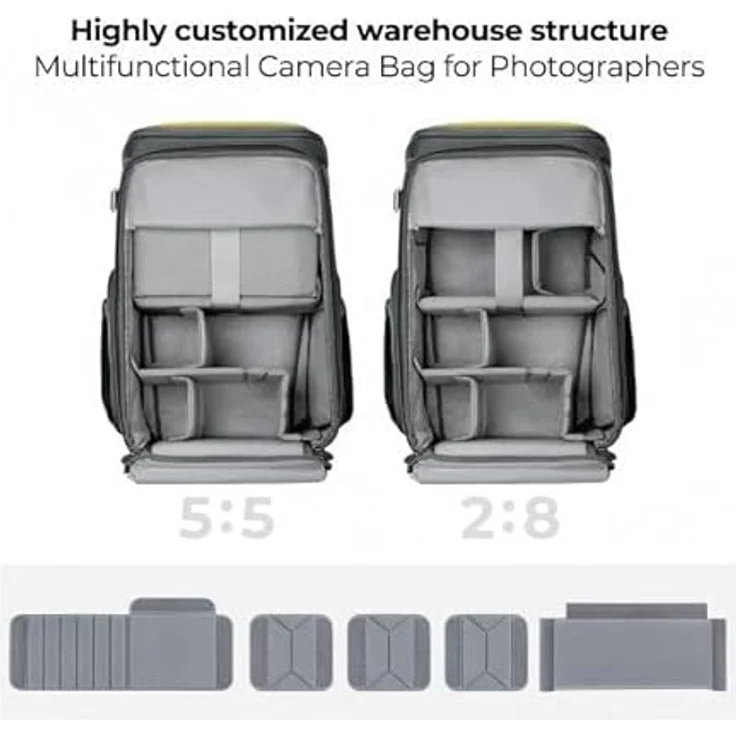 K&F Concept Alpha Air Fotorucksack, 25 l Kameratasche mit anpassbarem Innendesign, gelb – Bild 2