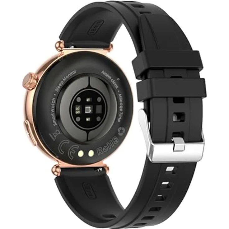 Knauermann PRO 4 MINI (2026), EKG Gesundheitsuhr mit Blutdruck-, Puls- und Blutsauerstoffmessung, Schlafanalyse, Telefonie, IP67, Rund Gold, Silikon Schwarz, 41 mm – Bild 3