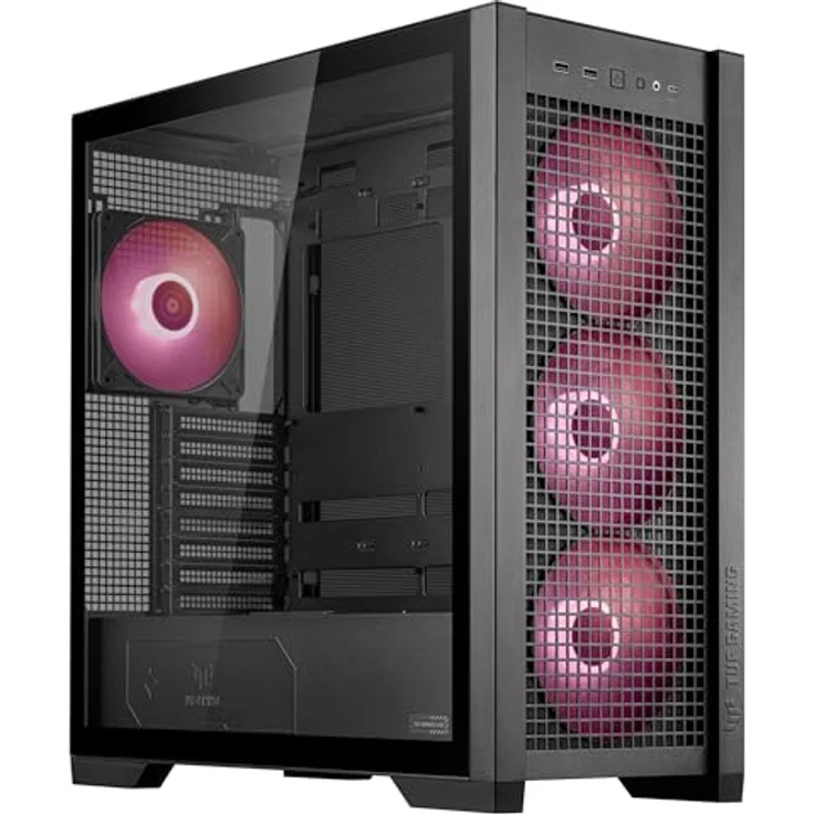 ASUS TUF Gaming GT302 TG ARGB Black, PC Gehäuse mit 3x 140 mm Lüftern, Schwarz – Bild 8